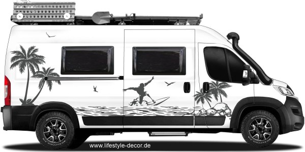 Preview: Wohnmobildekor Surfer am Meer Preview: Wohnmobildekor Surfer am Meer