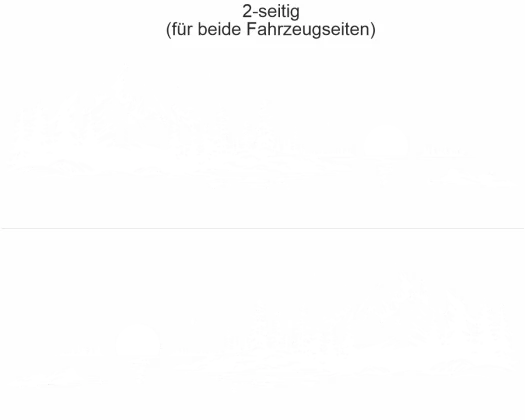 Wohnmobilsticker Alpensee mit Sonnenuntergang - Ansicht zweiseitig für beide Fahrzeugseiten und Farbauswahl