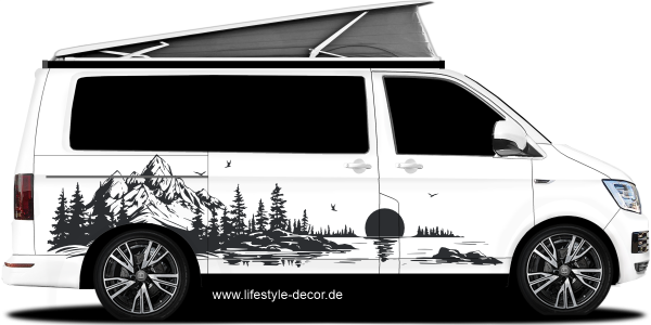 Preview: Wohnmobilsticker Alpensee mit Sonnenuntergang Preview: Wohnmobilsticker Alpensee mit Sonnenuntergang