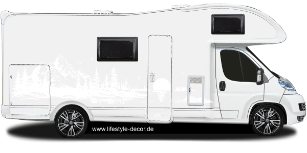 Preview: Wohnmobilsticker Alpensee mit Sonnenuntergang Preview: Wohnmobilsticker Alpensee mit Sonnenuntergang