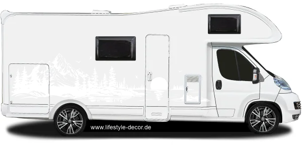 Wohnmobilsticker Alpensee mit Sonnenuntergang - auf Wohnmobil mit Farbauswahl