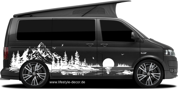 Preview: Wohnmobilsticker Alpensee mit Sonnenuntergang Preview: Wohnmobilsticker Alpensee mit Sonnenuntergang