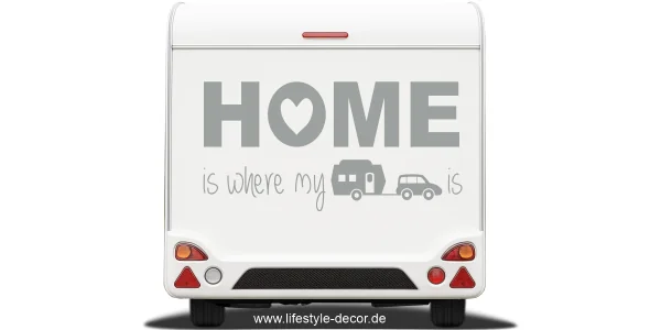 Spruch Home is where your camper is als Aufkleber für den Wohnwagen