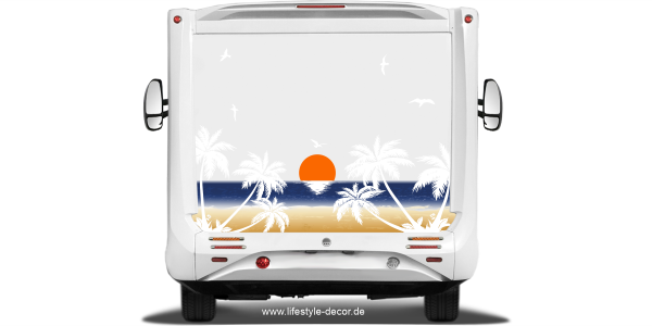 Preview: Wohnmobil Aufkleber Sonnenuntergang am Strand Preview: Wohnmobil Aufkleber Sonnenuntergang am Strand