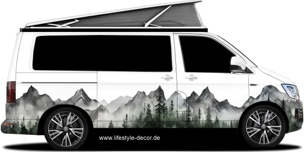Preview: Camperdekor Berge im Nebel