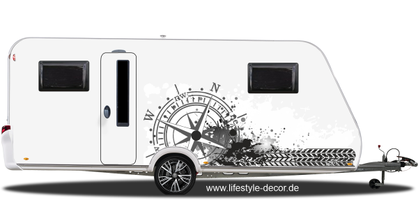 Preview: Wohnwagendekor Kompass mit Farbklecksen Preview: Wohnwagendekor Kompass mit Farbklecksen