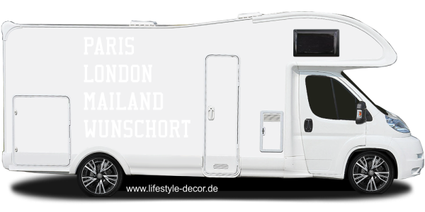 Preview: Wohnwagen Aufkleber mit Wunschort Preview: Wohnwagen Aufkleber mit Wunschort
