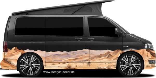 Preview: Wohnwagendekor Steppenlandschaft auf dunklem Fahrzeug