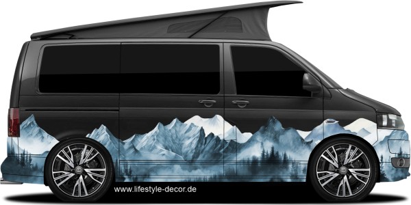 Preview: Wohnwagendekor Winterlandschaft auf dunklem Fahrzeug