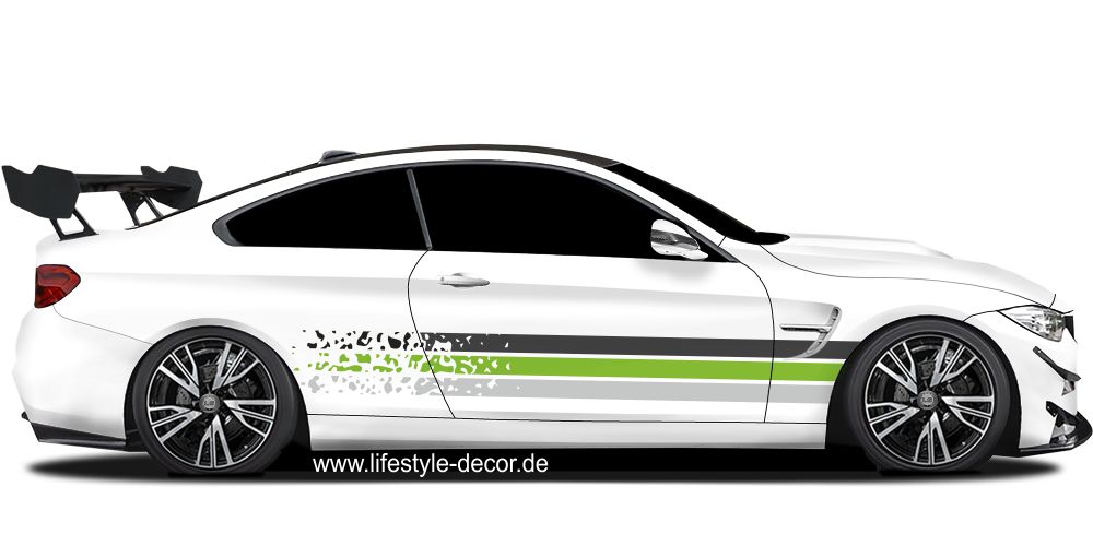 2x Car Dekor Auto Tuning Design Zierstreifen 120cm 2 Farben nach Wunsch
