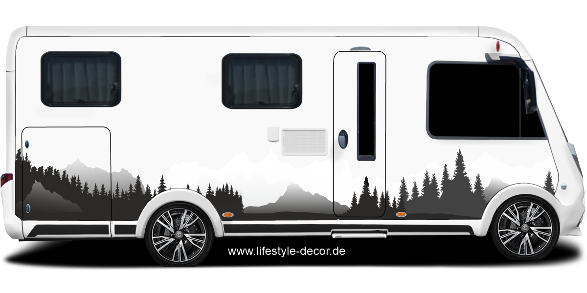 Landschaft 2farbig Berge Offraod Wald Tanne Wälder Alpen Aufkleber SET  Autoaufkleber Sticker - Der Dekor Aufkleber Shop
