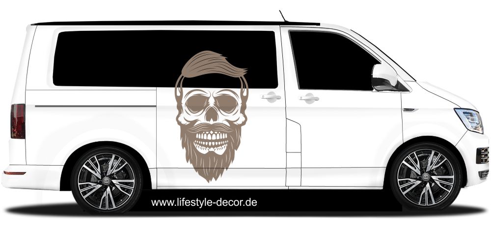 Autoaufkleber Totenkopf mit Bart