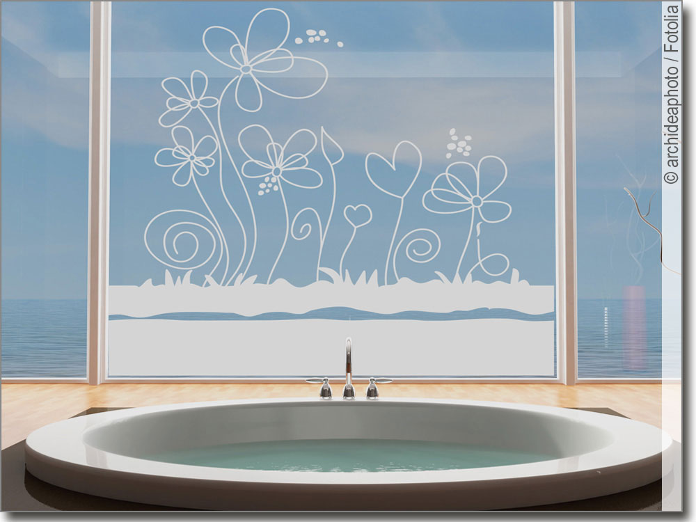 Fensterfolie Wiese mit Blumen in 2023  Folie für fenster, Fensterfolie,  Sichtschutzfolie fenster