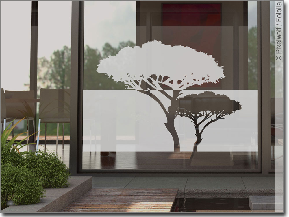 Sichtschutz Savannenbaum: Fensterfolie mit Blickschutz