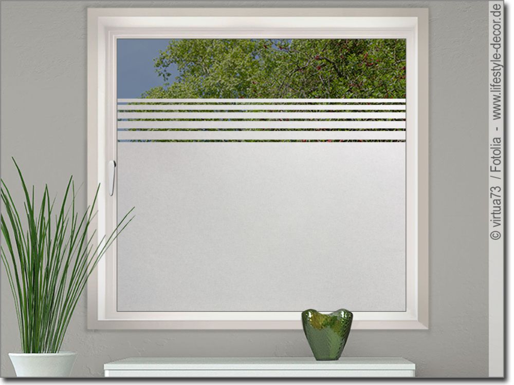 Sichtschutzfolie Fenster: Milchglasfolie mit Streifen Exclusiv