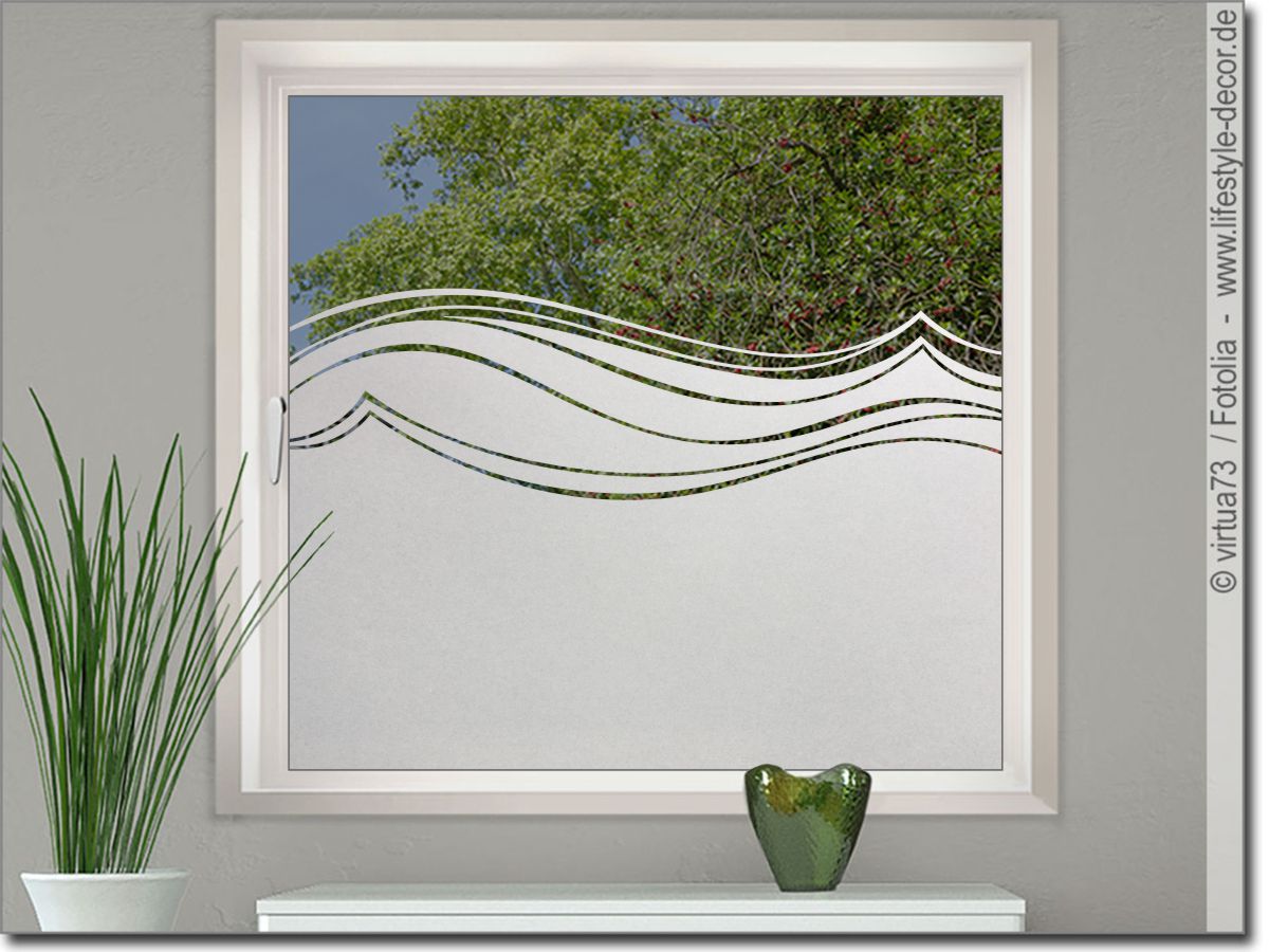 Fensterfolie statisch haftend Motiv Fensterdeko Wellen Kreise II