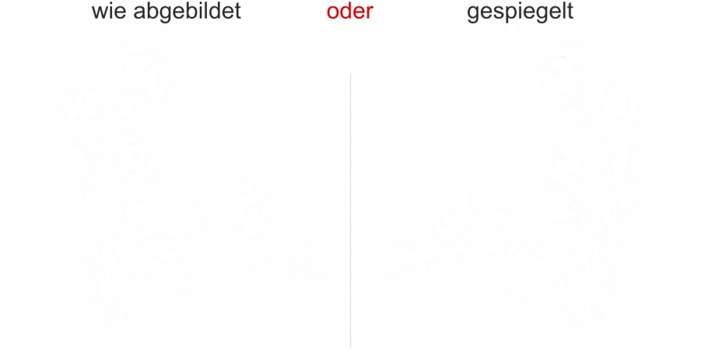 Wandtattoo mit dekorativem Hibiskus - Ansicht Ausrichtung und Farbauswahl Wandtattoo mit dekorativem Hibiskus - Ansicht Ausrichtung und Farbauswahl