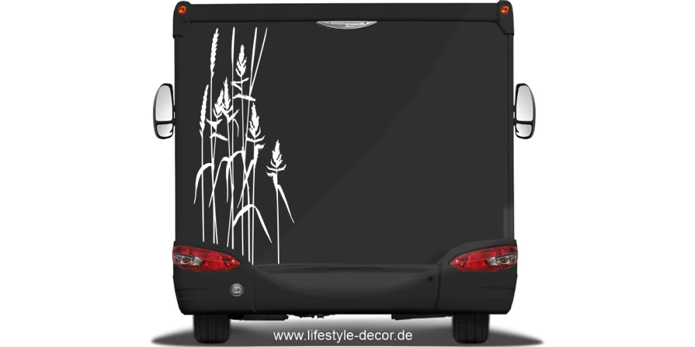 Luftige Gräser als Aufkleber für Auto auf Heck von Wohnmobil oder Wohnwagen - Ansicht Farbauswahl