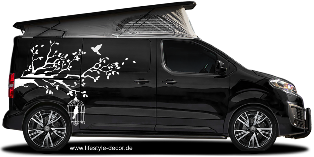 Herbstliches Dekor für Auto und Reisemobil auf dunklem Camper - Ansicht Farbauswahl