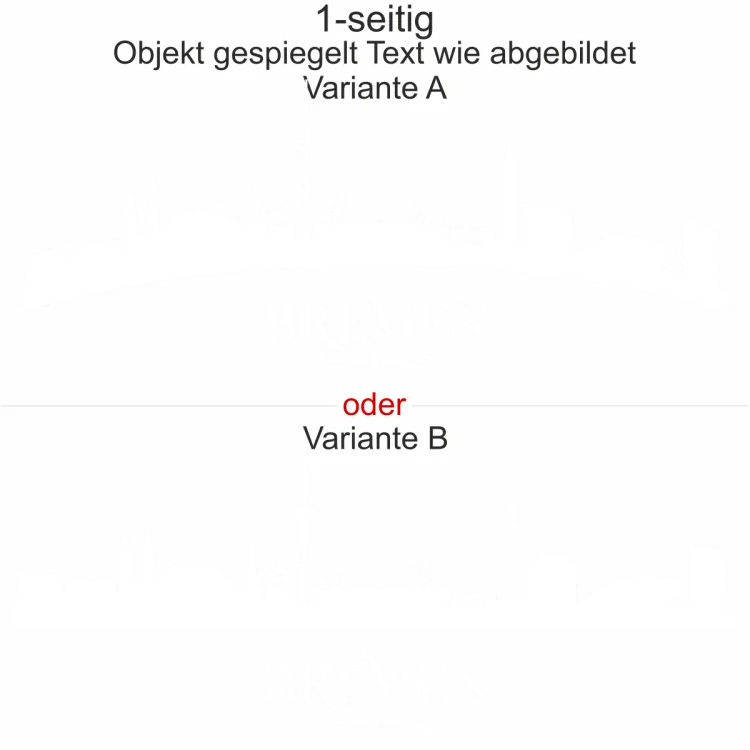 Autotattoo mit der Silhouette von Bremen - Ansicht Ausrichtung mit Farbauswahl und Variante