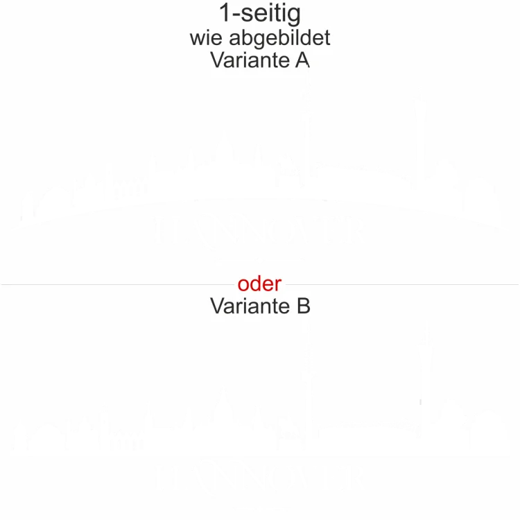 Autoaufkleber Hannoveraner Skyline - Ansicht Ausrichtung mit Farbauswahl und Variante Autoaufkleber Hannoveraner Skyline - Ansicht Ausrichtung mit Farbauswahl und Variante