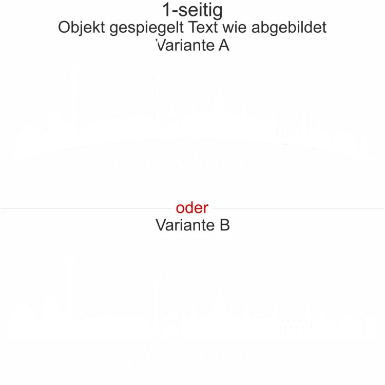 Autoaufkleber Hannoveraner Skyline - Ansicht Ausrichtung mit Farbauswahl und Variante Autoaufkleber Hannoveraner Skyline - Ansicht Ausrichtung mit Farbauswahl und Variante