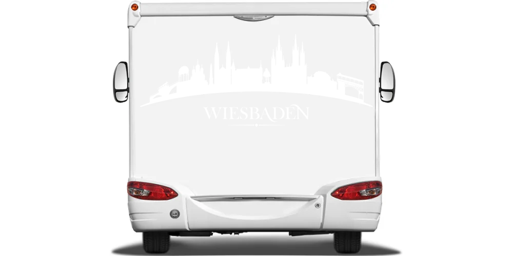 Konturen Wiesbadens als Aufkleber fürs Auto auf Heck von Wohnmobil oder Wohnwagen - Ansicht Farbauswahl