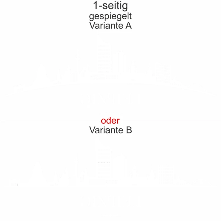 Konturgeschnittene Autofolie mit Leipziger Skyline - Ansicht Ausrichtung mit Farbauswahl und Variante Konturgeschnittene Autofolie mit Leipziger Skyline - Ansicht Ausrichtung mit Farbauswahl und Variante