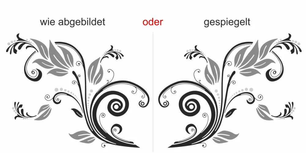 Möbeltattoo mit buntem Flower Ornament - Ansicht Ausrichtung Möbeltattoo mit buntem Flower Ornament - Ansicht Ausrichtung