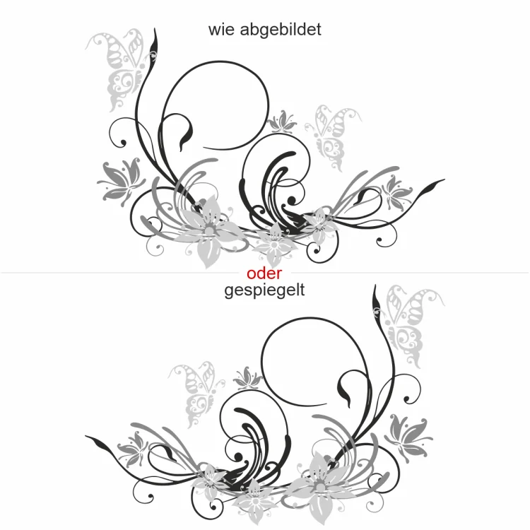 buntes Wandtattoo mit vertraeumtem Ornament - Ansicht Ausrichtung buntes Wandtattoo mit vertraeumtem Ornament - Ansicht Ausrichtung