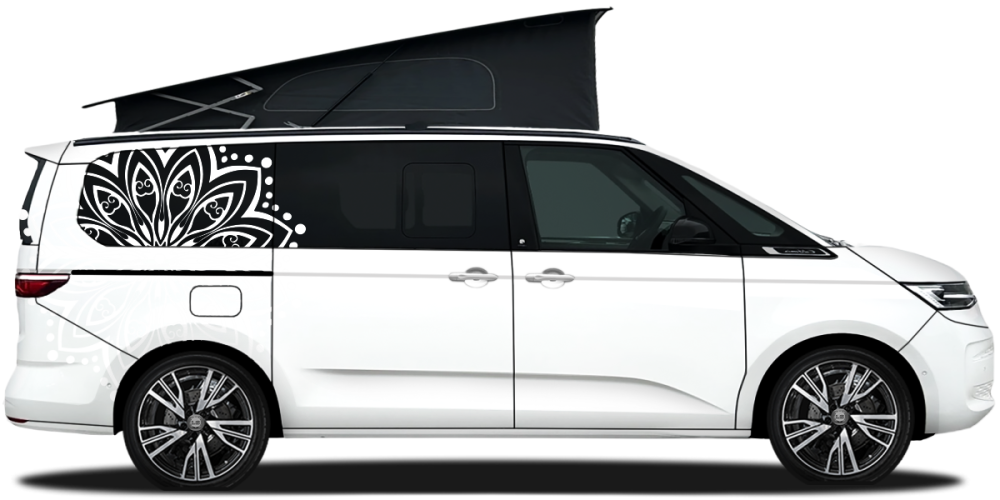 Autoaufkleber mit Mandala Motiv auf hellem Camper - Ansicht Farbauswahl