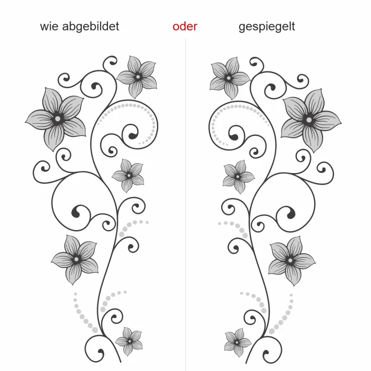 Wandtattoo mit buntem, floralem Ornament - Ansicht Ausrichtung Wandtattoo mit buntem, floralem Ornament - Ansicht Ausrichtung