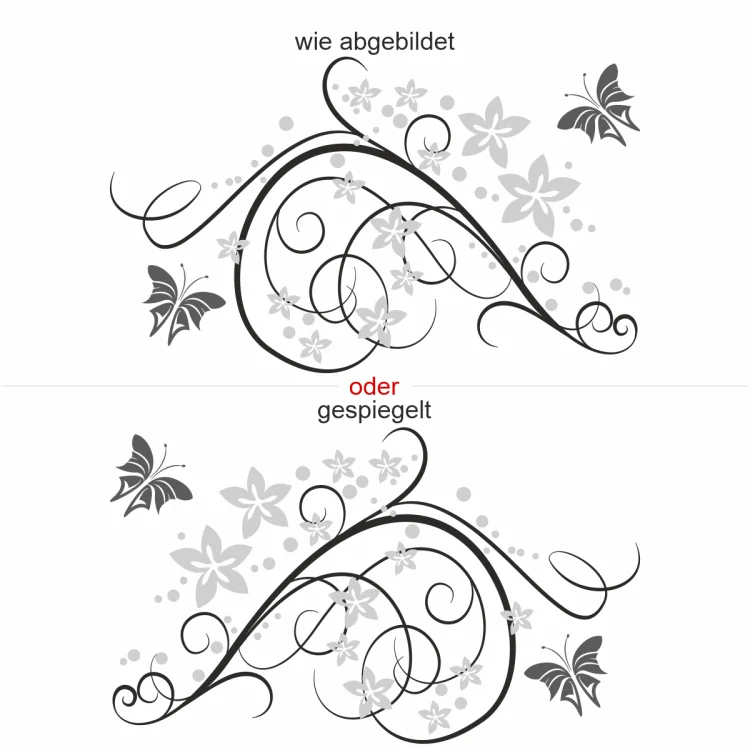 Wandtattoo mit Ornament mit Wellen - Ansicht Ausrichtung Wandtattoo mit Ornament mit Wellen - Ansicht Ausrichtung