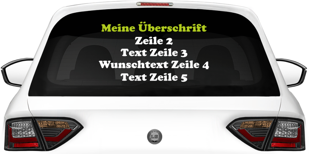 Fahrzeugbeschriftung Textblock | 21 auf Heckscheibe