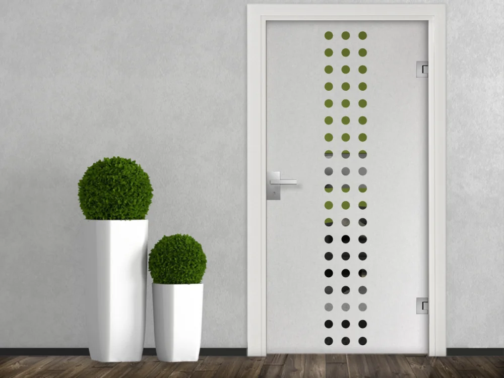 Glasbanner Kreise als Blickschutz auf Glastür