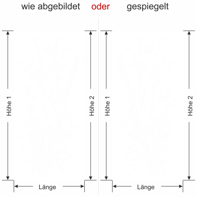 Glastür Milchglasfolie Bambuszweige angeschnitten