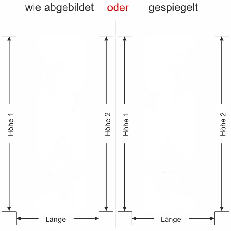 Sichtschutz mit modernen Blumen für das Fenster - Ansicht Ausrichtung und Farbauswahl