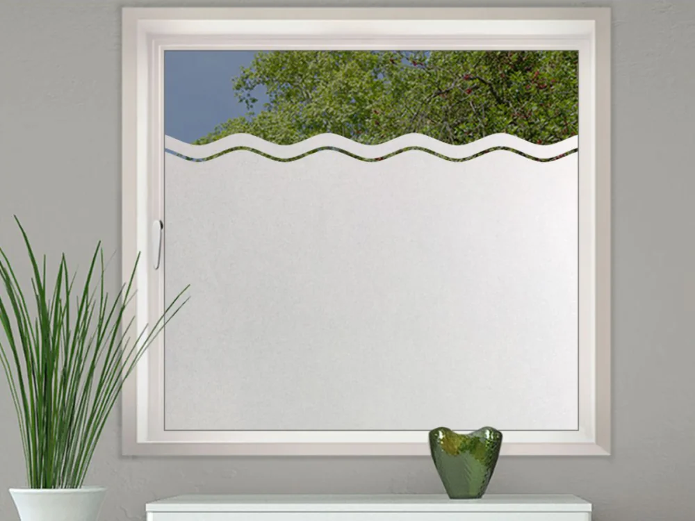 Milchglasfolie mit Sichtschutzfolie Wellenstreifen