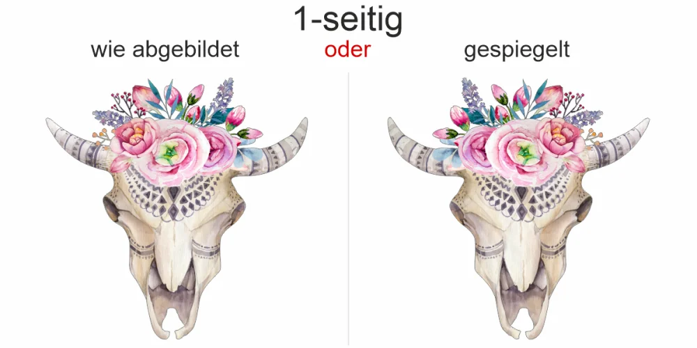 Autoaufkleber Floraler Tierschädelknochen - Ansicht Ausrichtung Autoaufkleber Floraler Tierschädelknochen - Ansicht Ausrichtung