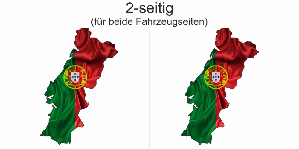 Autoaufkleber Fahne von Portugal als Silhouette - Ansicht zweiseitig für beide Fahrzeugseiten