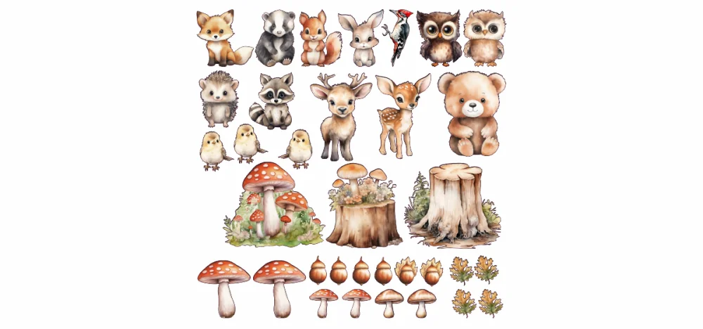 Wandtattoo Set Tiere des Waldes