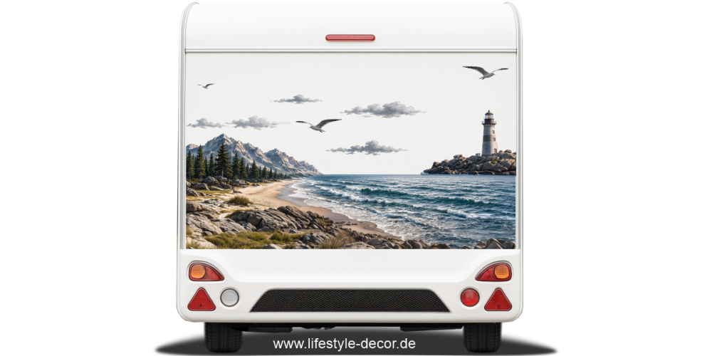 Camperdekor Berge und Meer
