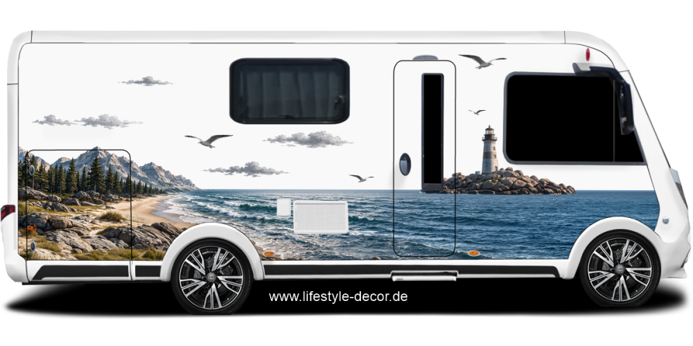 Camperdekor Berge und Meer
