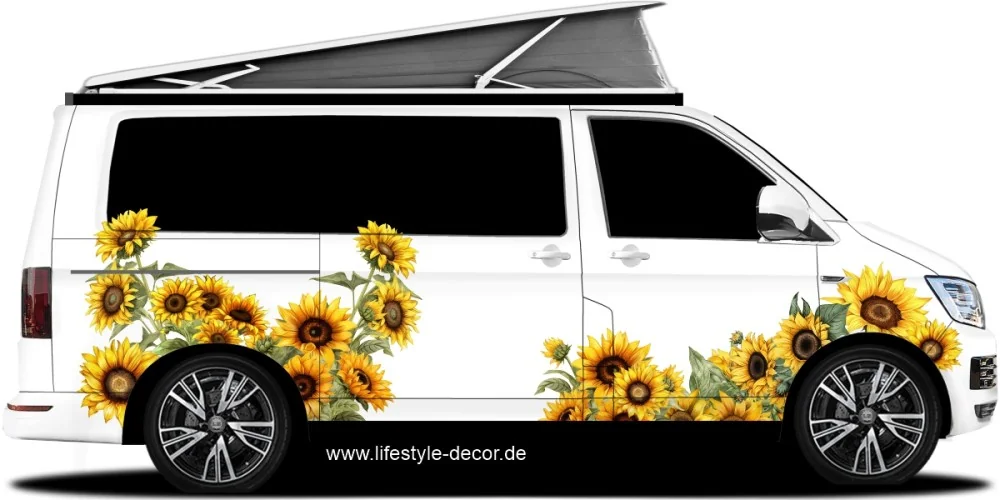 Aufkleber Sonnenblumen Dekorset auf Van