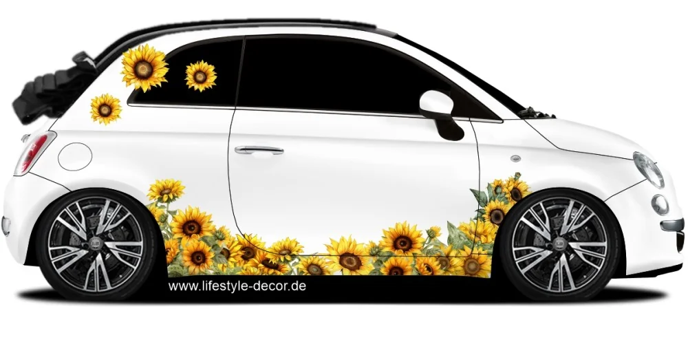 Aufkleber Sonnenblumen Dekorset auf PKW Fahrzeugseite