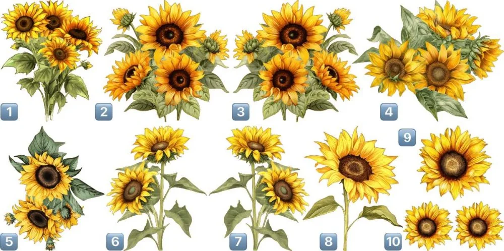 Aufkleber Sonnenblumen Dekorset zur individuellen Platzierung