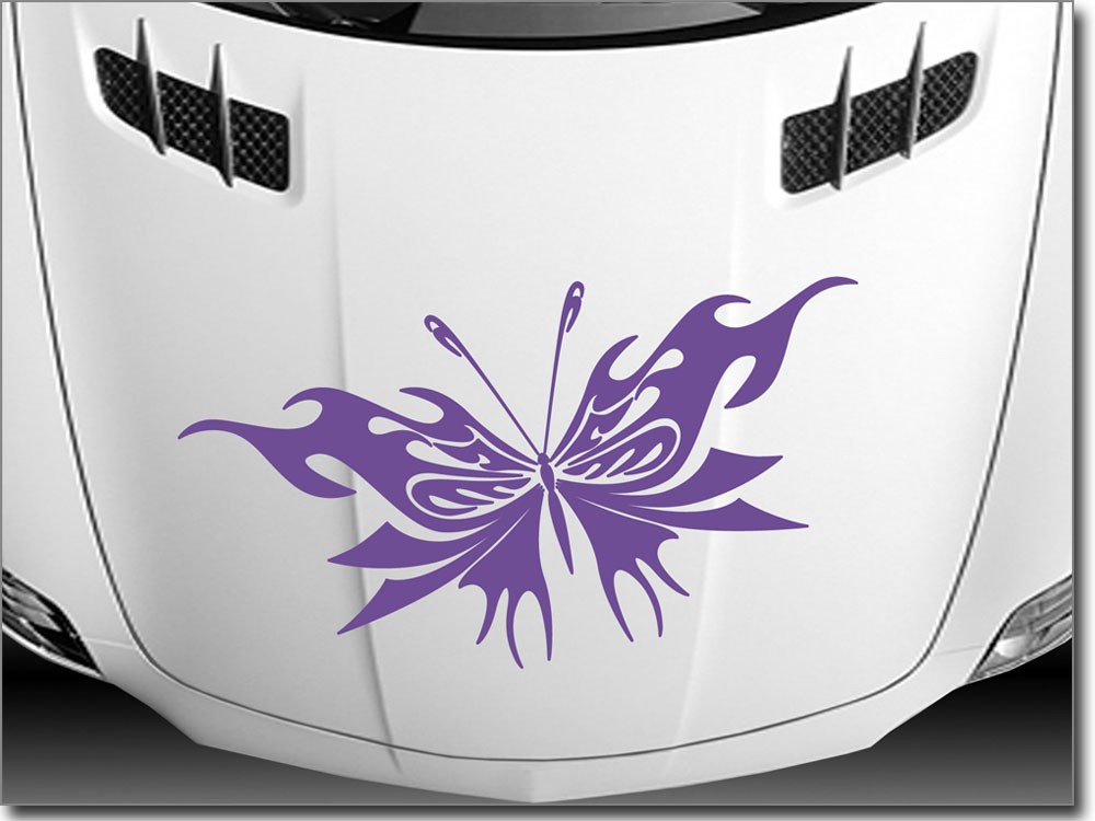 Kiwistar Autoaufkleber Schmetterling Flieder 11x10cm - Wetterfester Fenstersticker Für Auto, LKW & Mofa