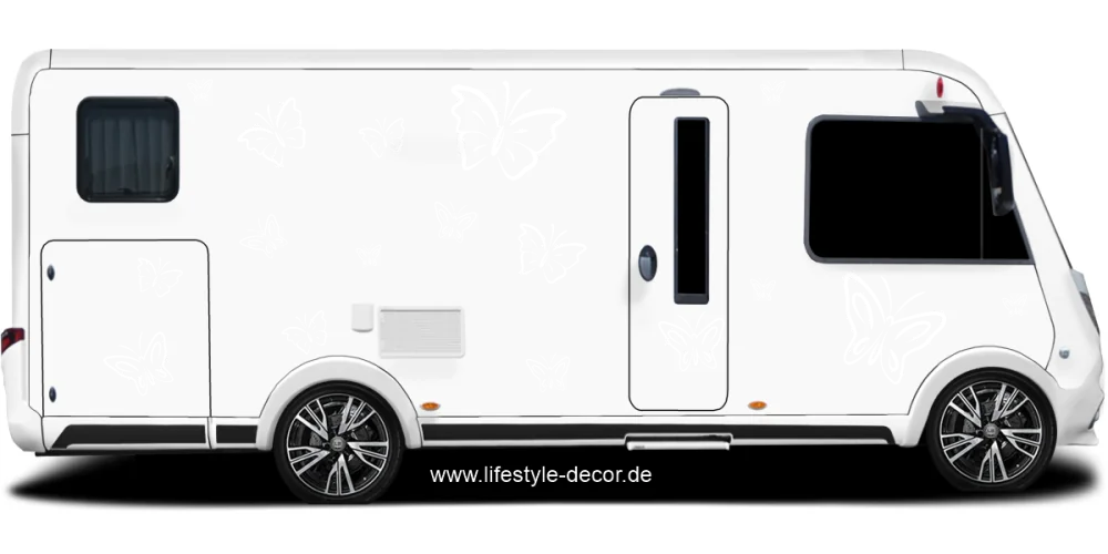 Autoaufkleber Butterfly Set auf Wohnmobil - Ansicht Farbauswahl