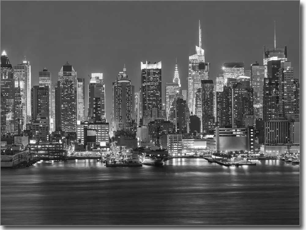 Glasbild mit New Yorker Skyline in sw