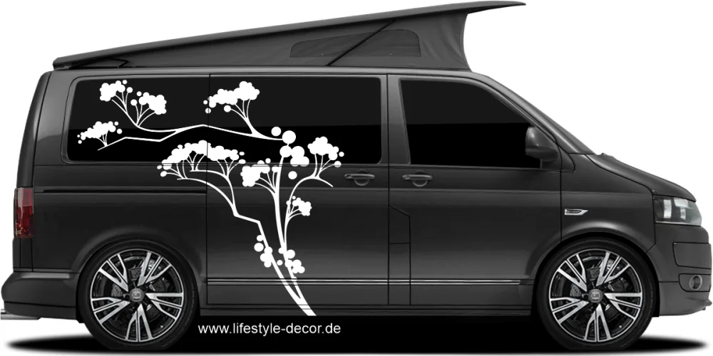 Carstyling Japanischer Strauch auf dunklem Camper - Ansicht Farbauswahl Carstyling Japanischer Strauch auf dunklem Camper - Ansicht Farbauswahl